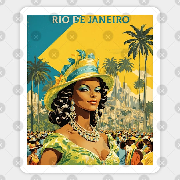 Rio de Janeiro Brazil Vintage Tourism Travel Poster Sticker by TravelersGems